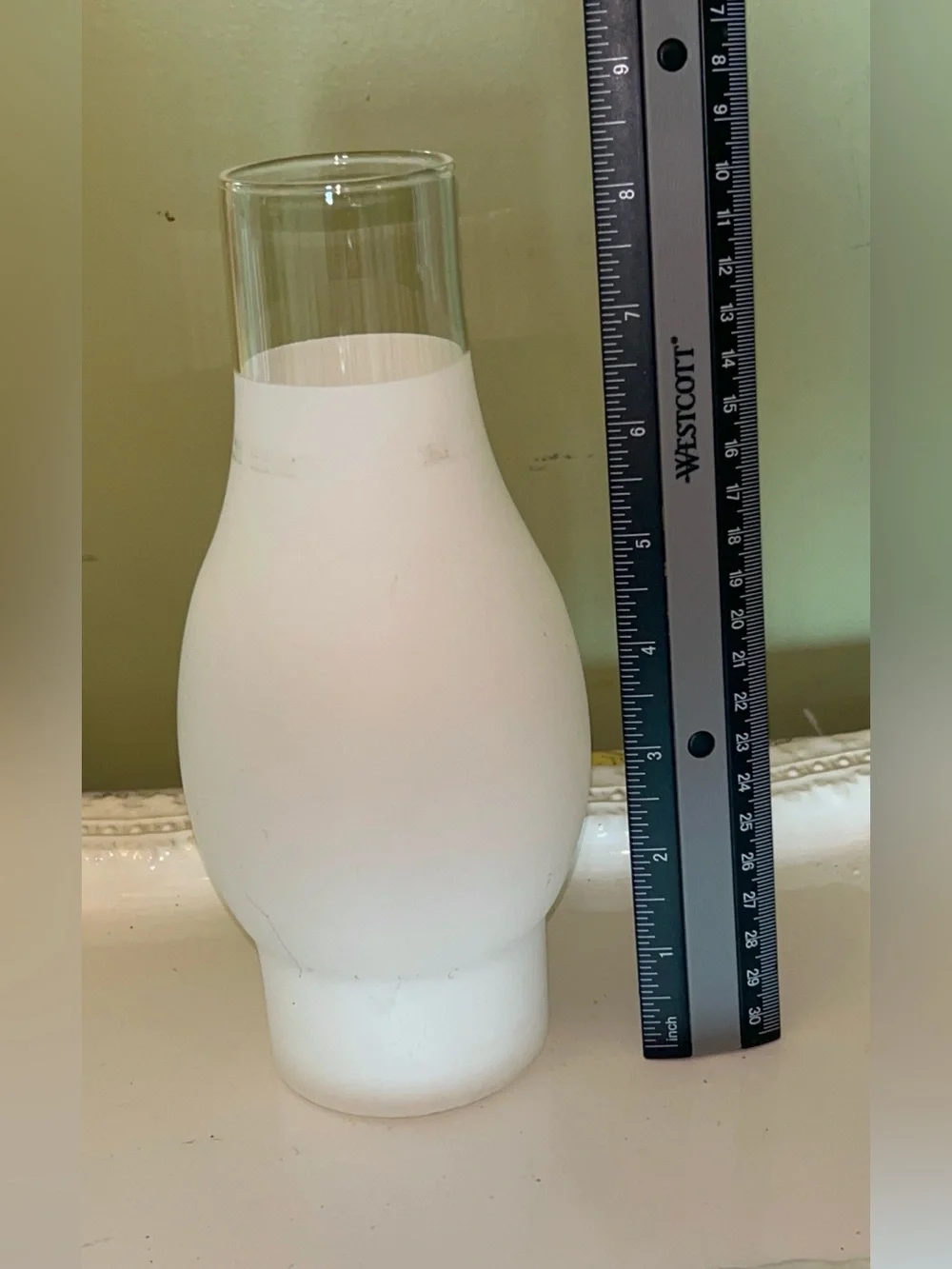 3/4 frosted glass oil lamp chimney/hurricane shade 8.5in tall
